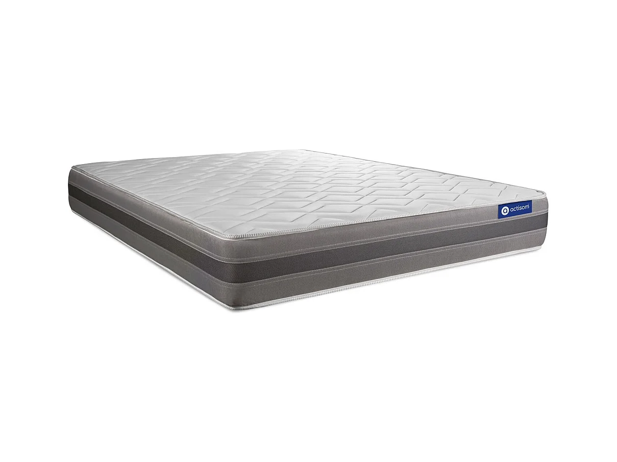 Ensemble matelas ACTIFLEX RELAX Ressorts ensachés + mémoire de forme 120x190 Maxi épaisseur 5zones confort + sommier KIT gris