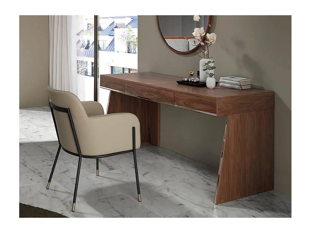 Bureau de noyer et acier noir 3217 ANGEL CERDA