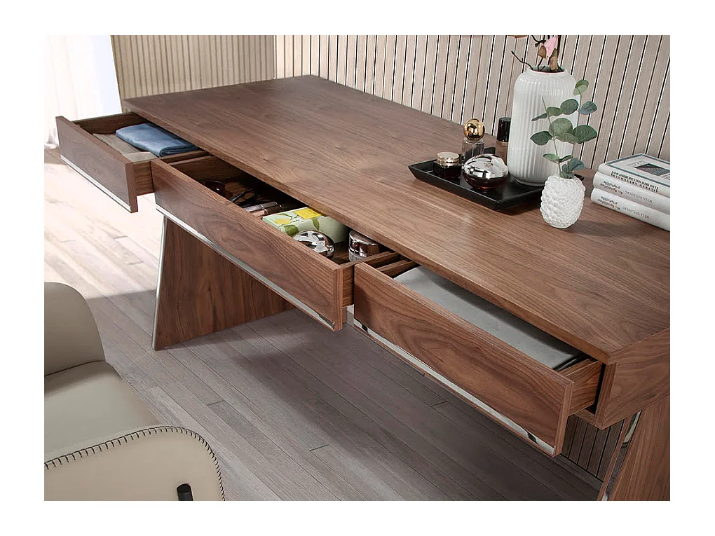Bureau de noyer et acier noir 3217 ANGEL CERDA