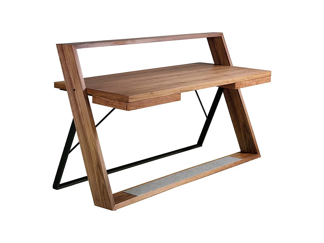 Bureau walnoothout en zwart staal 3216 ANGEL CERDA