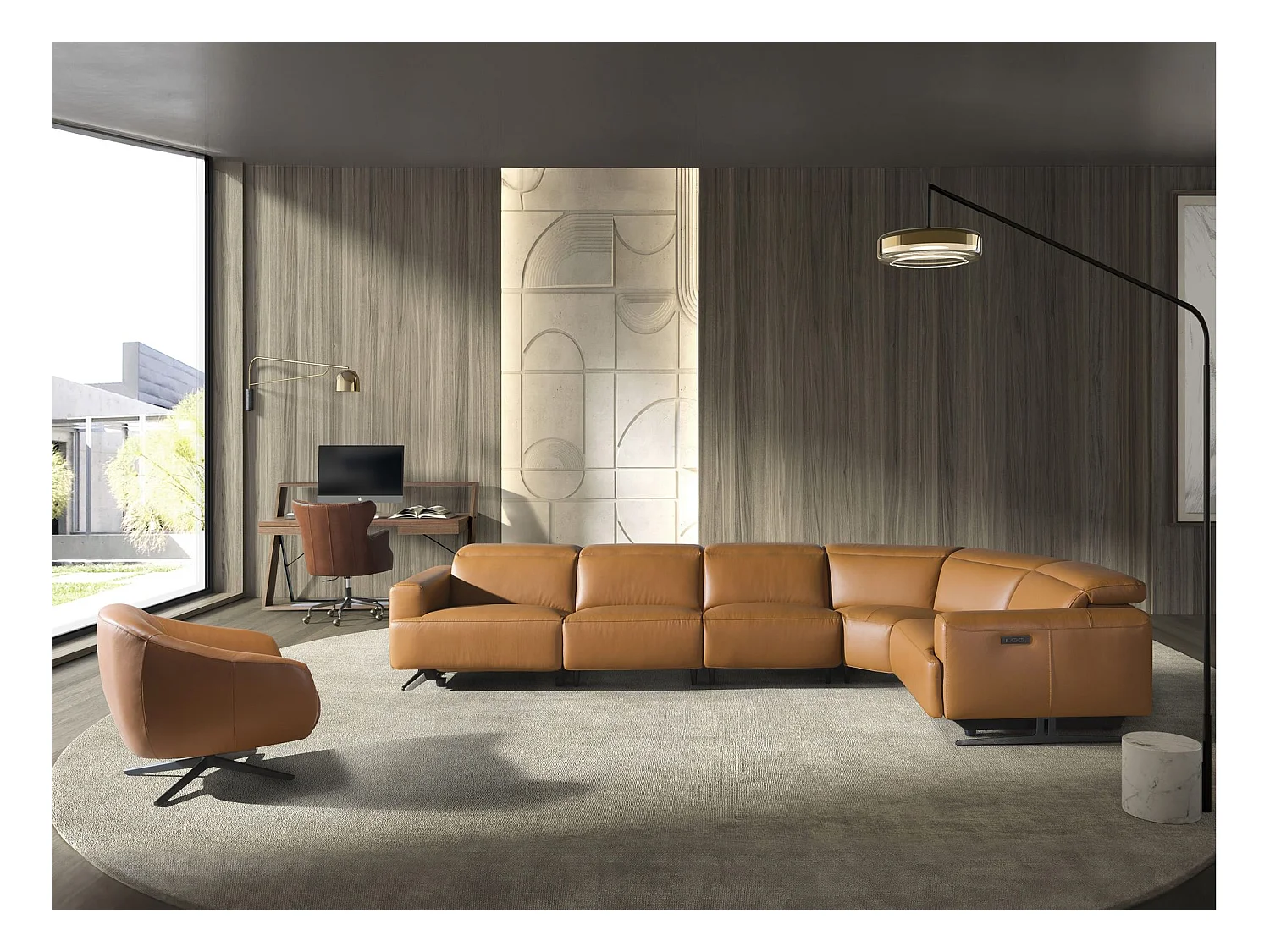 Bureau walnoothout en zwart staal 3216 ANGEL CERDA