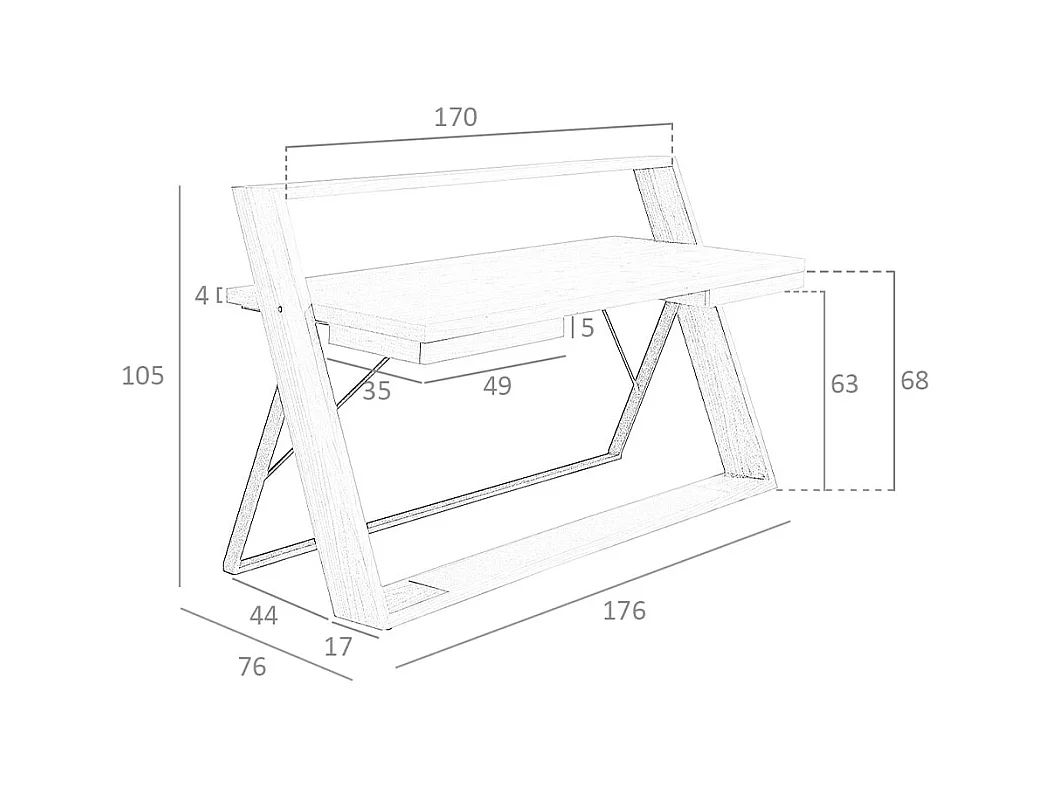 Bureau walnoothout en zwart staal 3216 ANGEL CERDA