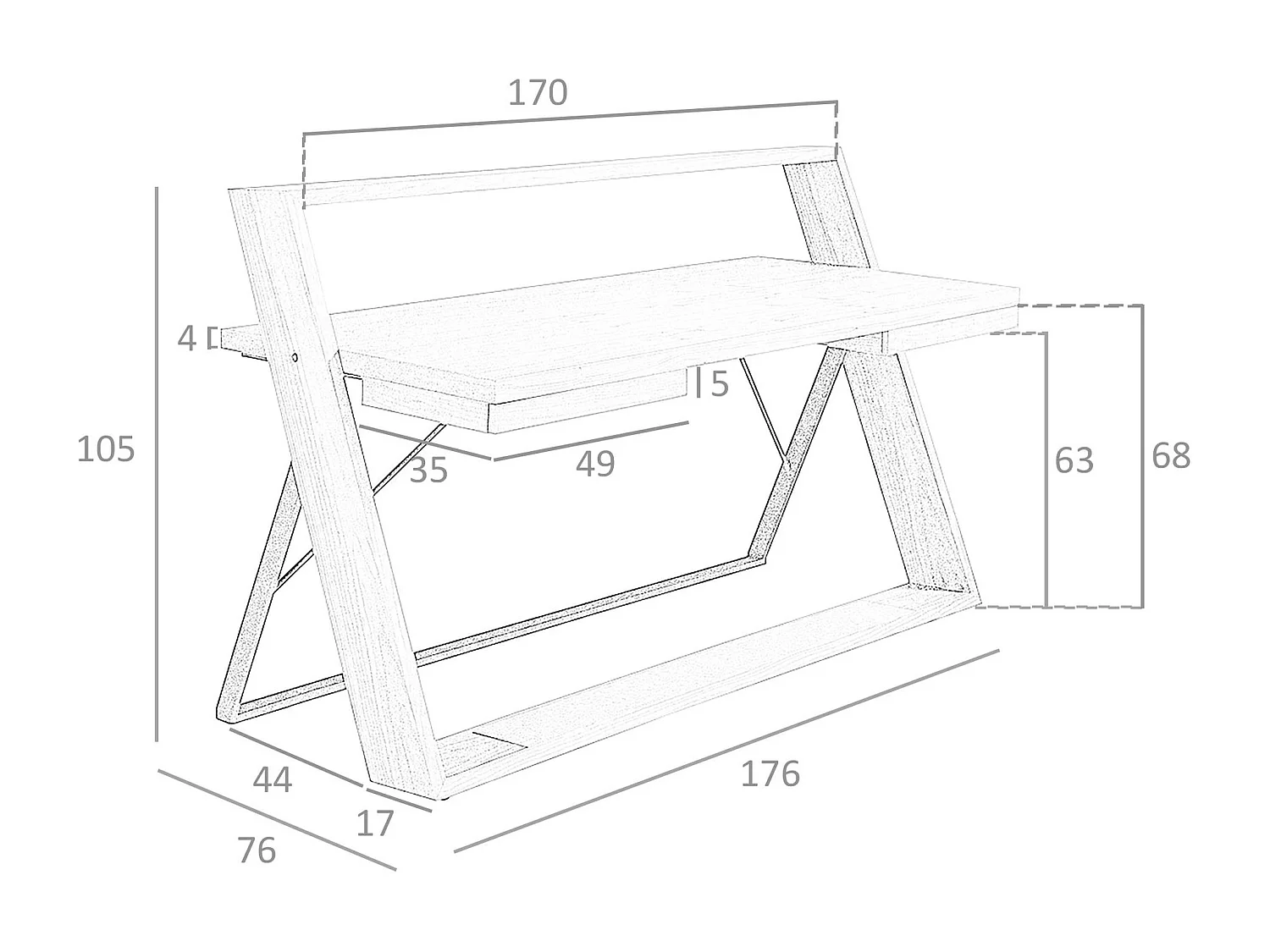 Scrivania in noce e acciaio nero 3216 ANGEL CERDA