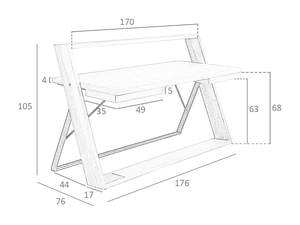 Scrivania in noce e acciaio nero 3216 ANGEL CERDA