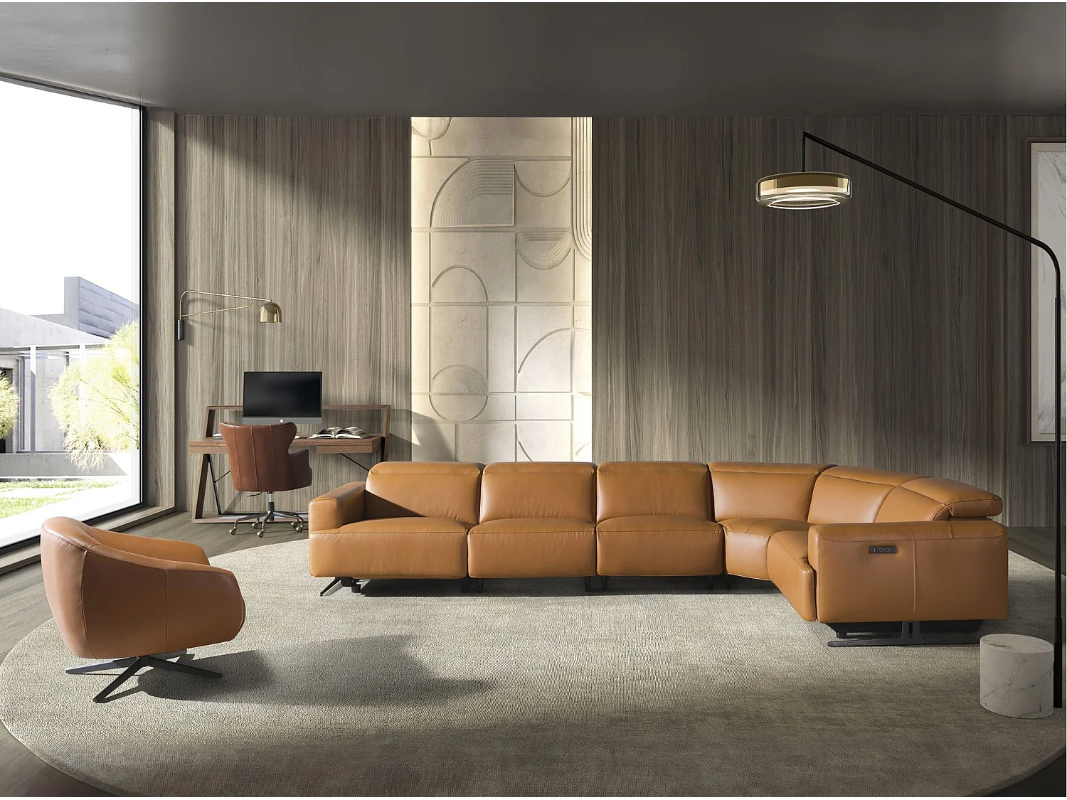 Bureau en noyer et acier noir 3216 ANGEL CERDA