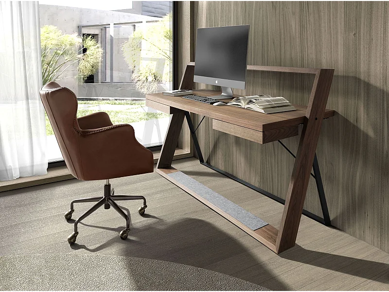 Scrivania in noce e acciaio nero 3216 ANGEL CERDA