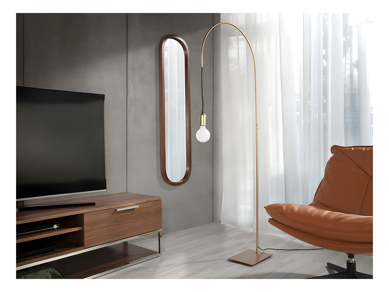 Goldene Stehleuchte höhenverstellbar  8056 ANGEL CERDA