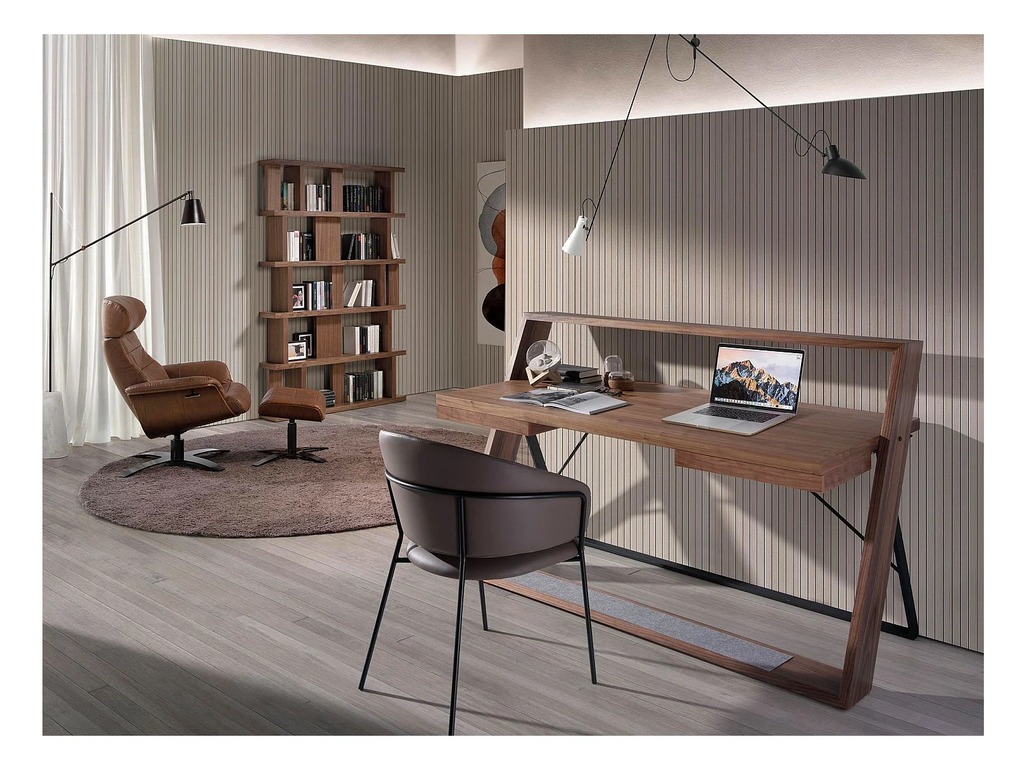 Repose-pieds  en cuir marron