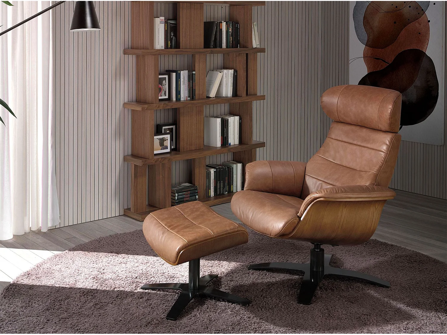 Hocker aus braunem Leder 5084 ANGEL CERDA