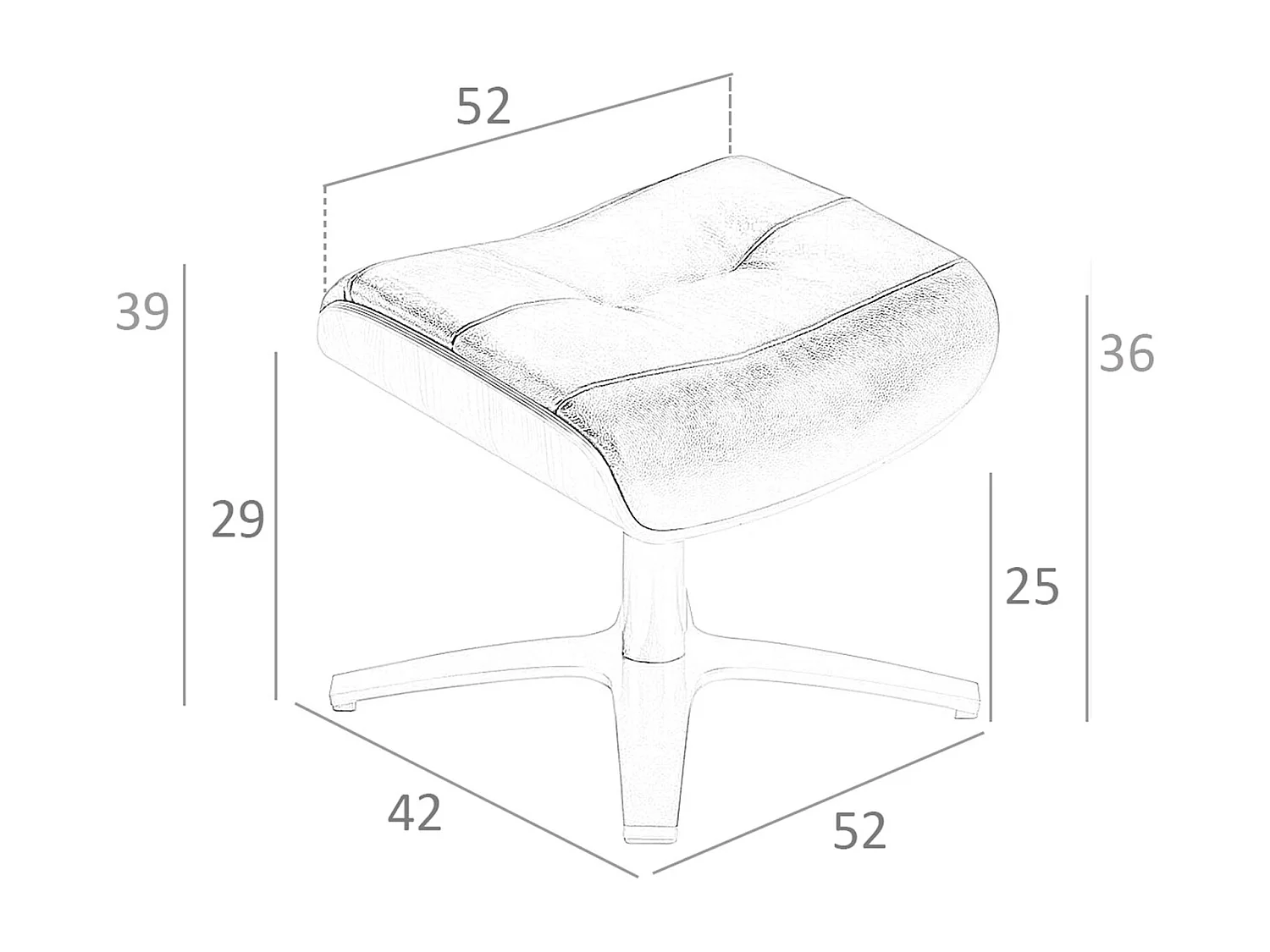 Hocker aus braunem Leder 5084 ANGEL CERDA