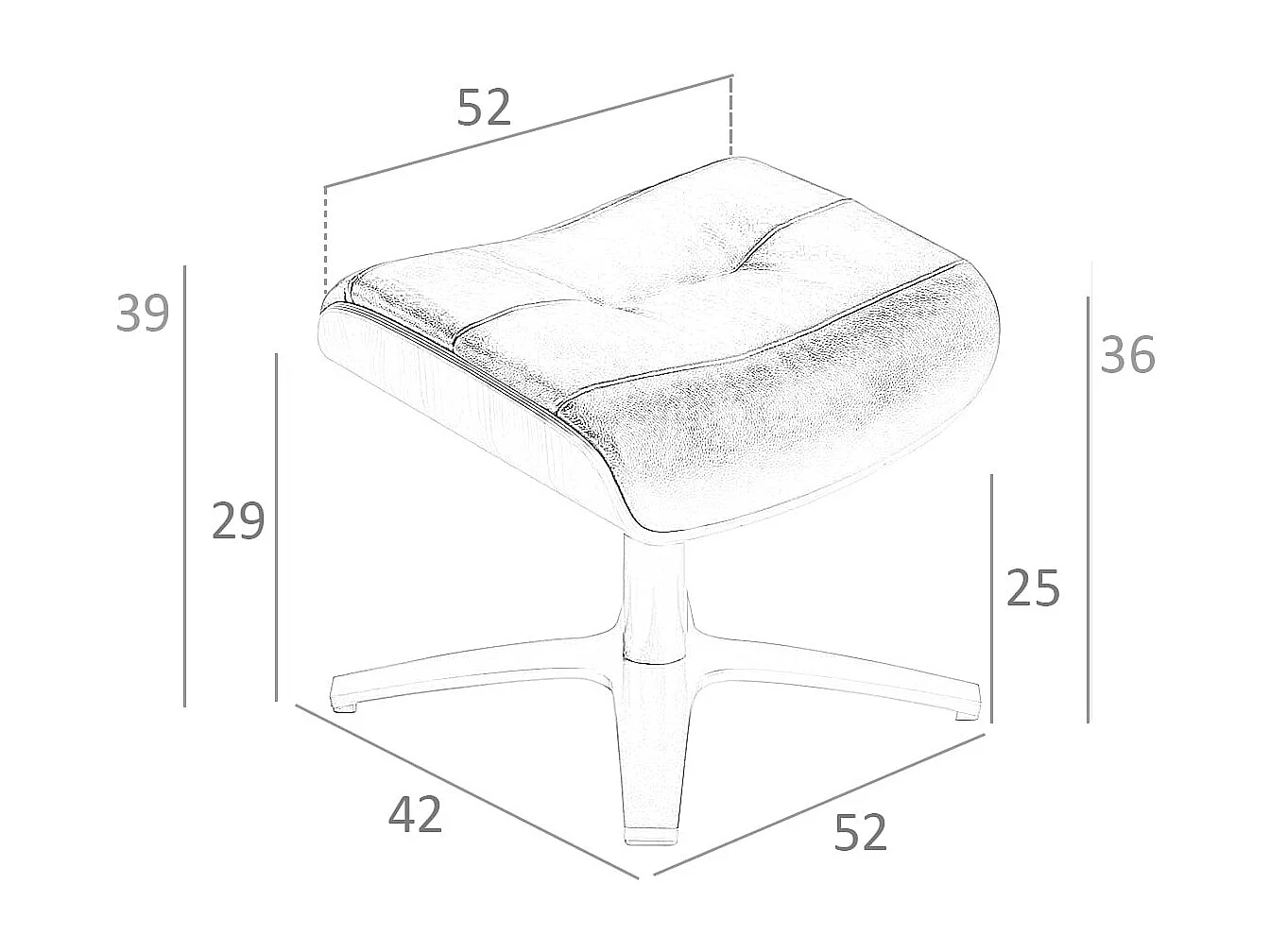 Hocker aus braunem Leder 5084 ANGEL CERDA