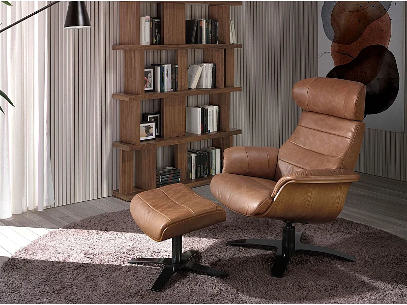 Hocker aus braunem Leder 5084 ANGEL CERDA