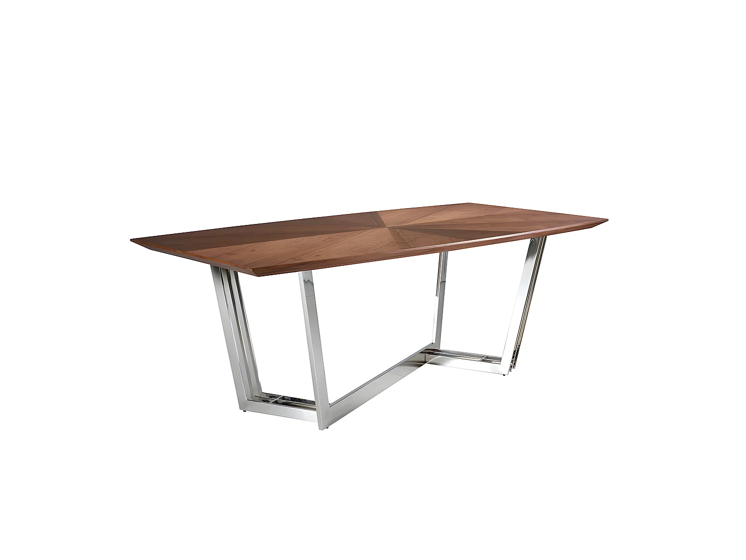 Mesa de jantar em madeira de nogueira e aço cromado 1097