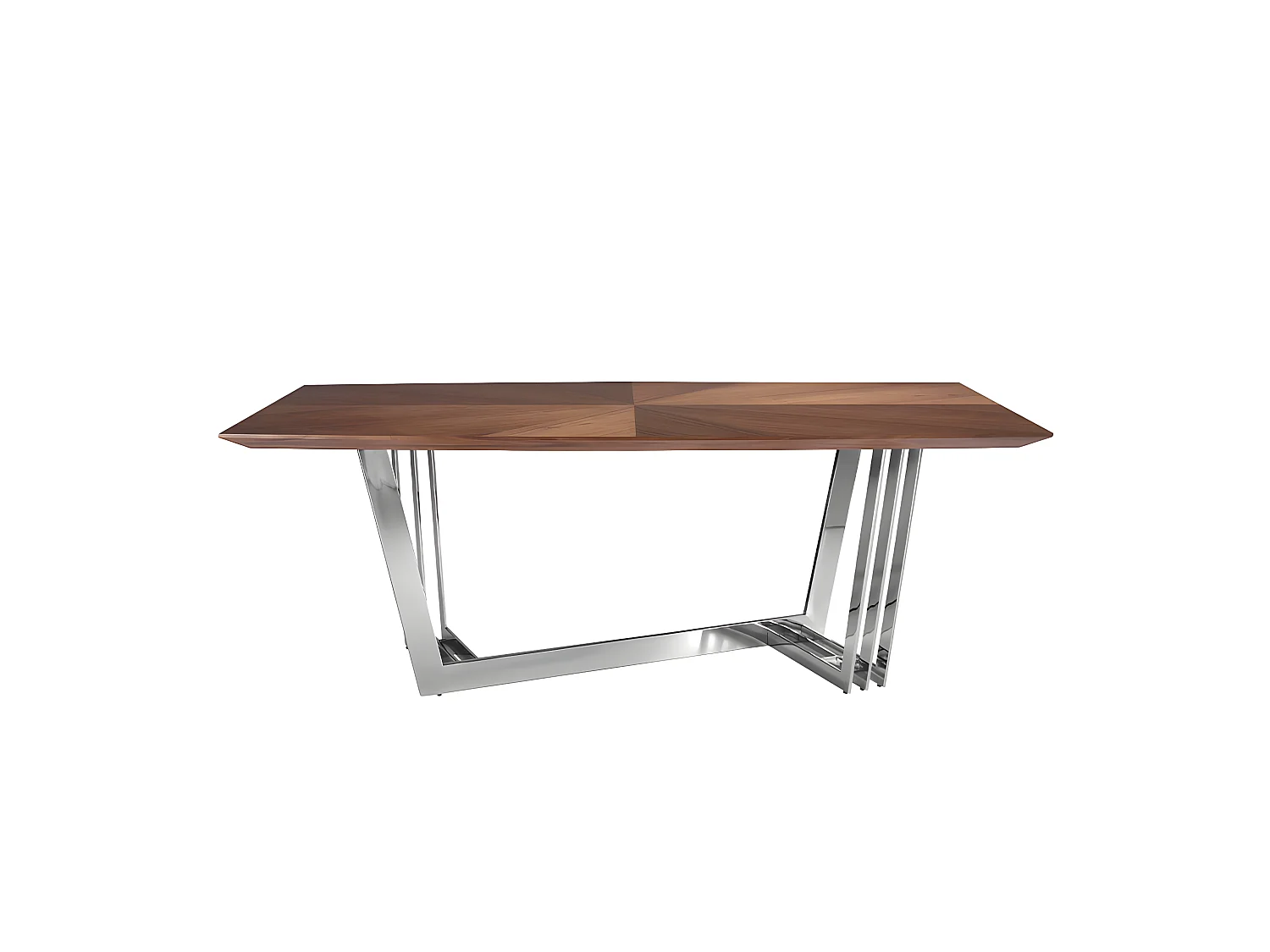 Mesa de jantar em madeira de nogueira e aço cromado 1097