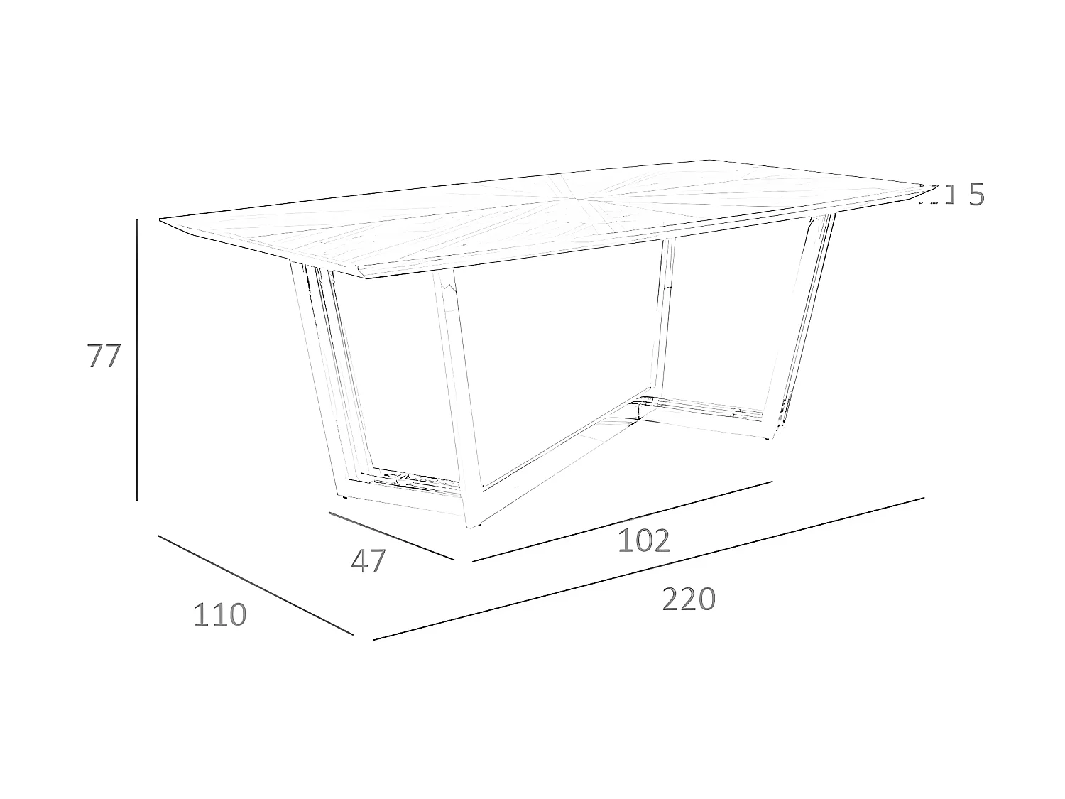 Mesa de jantar em madeira de nogueira e aço cromado 1097