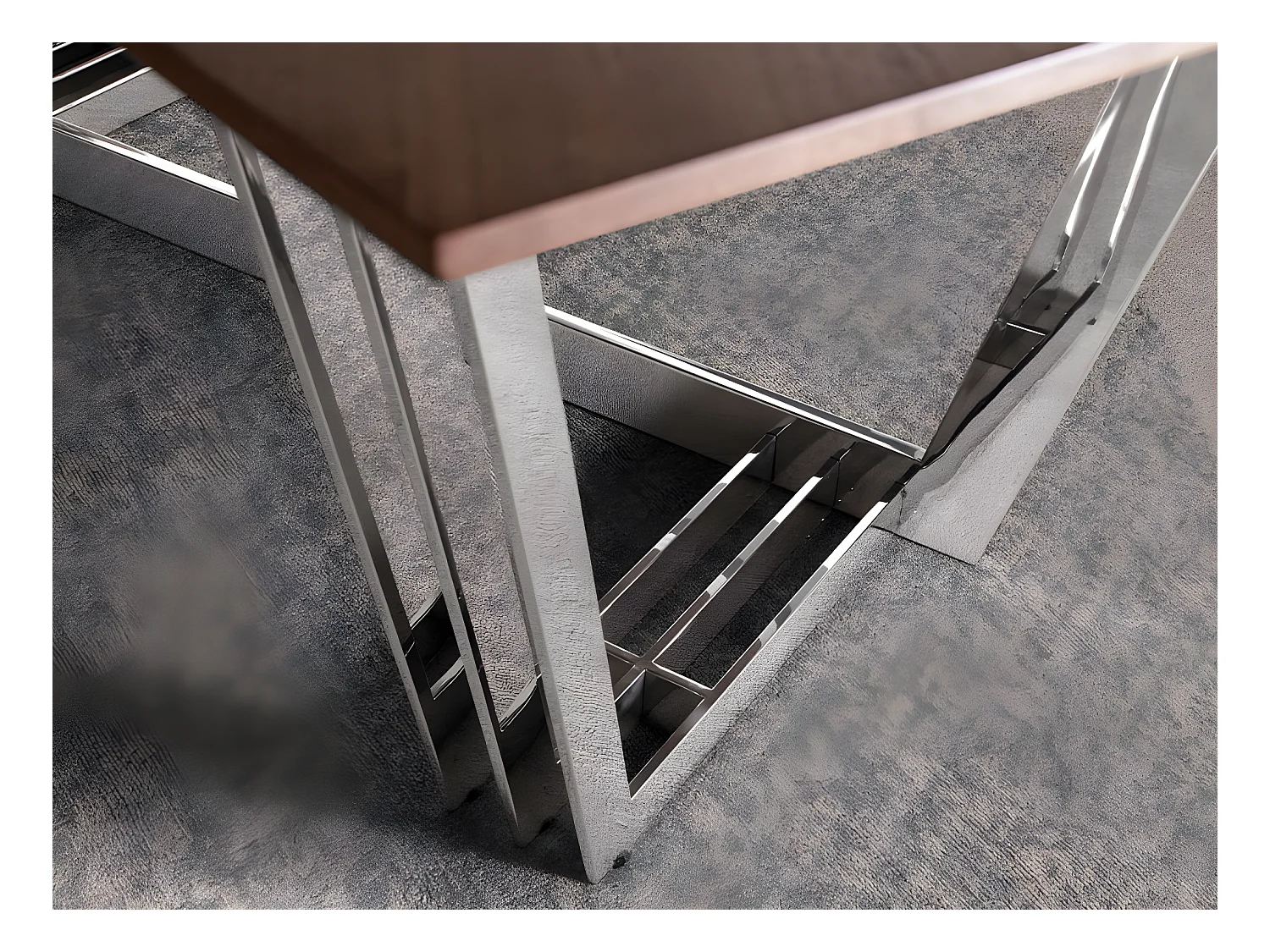 Mesa de jantar em madeira de nogueira e aço cromado 1097