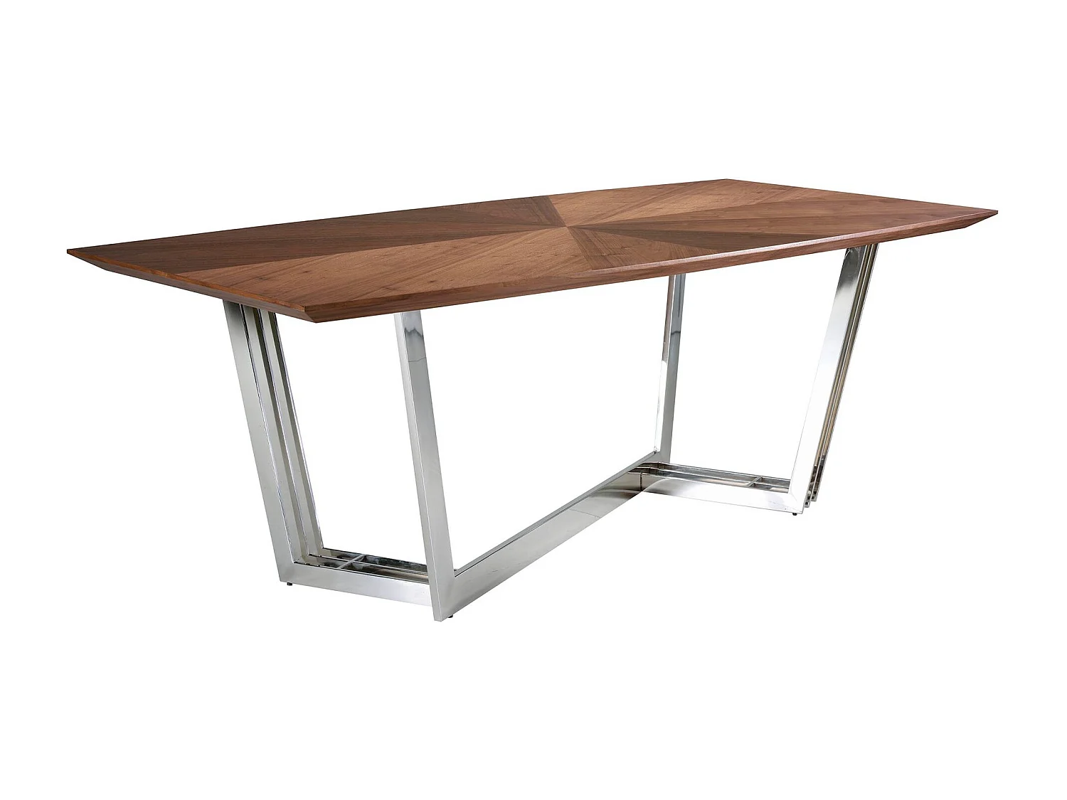 Table à manger baril ovale noyer et acier chromé 1097 ANGEL CERDA