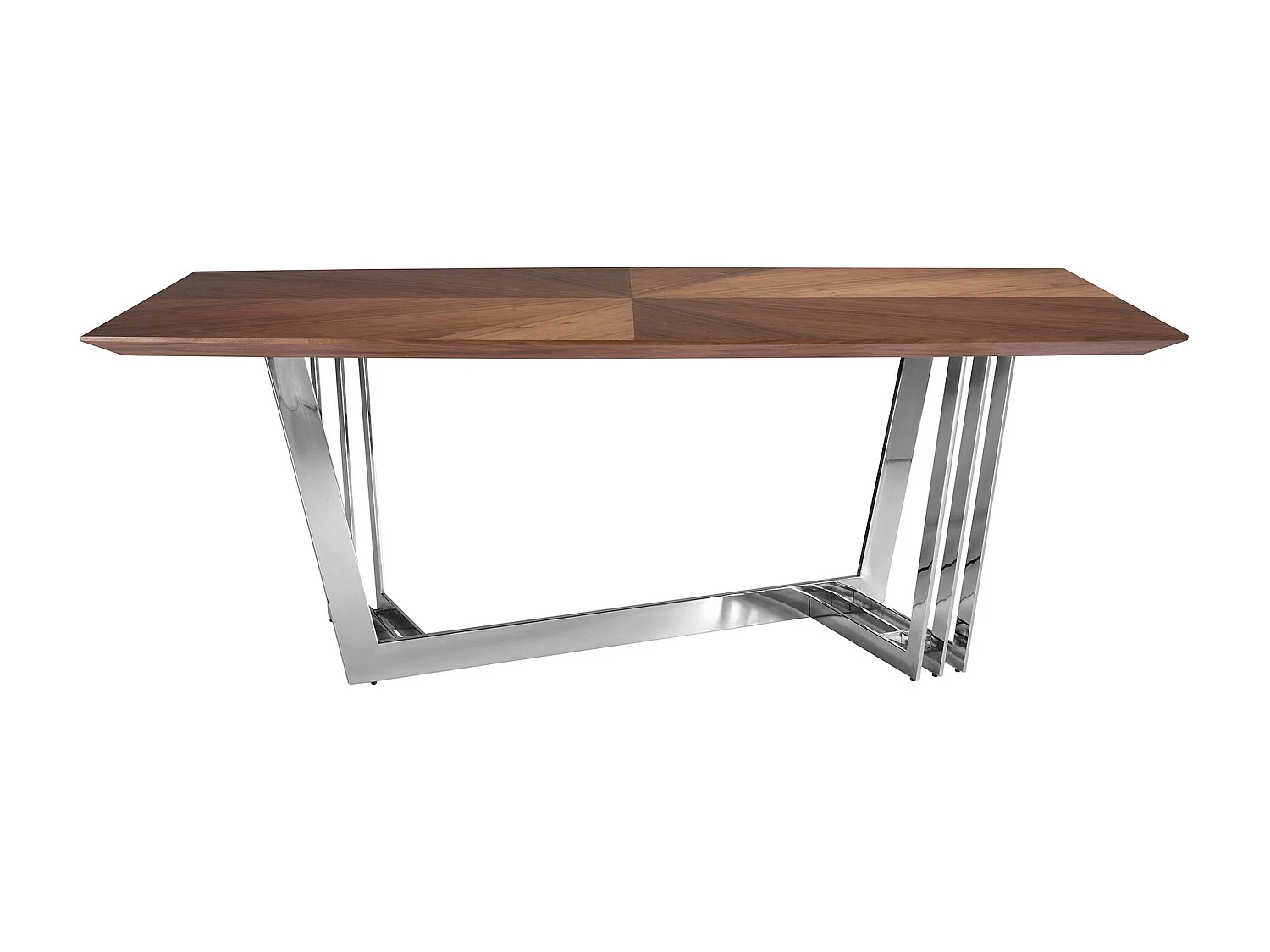 Table à manger baril ovale noyer et acier chromé 1097 ANGEL CERDA