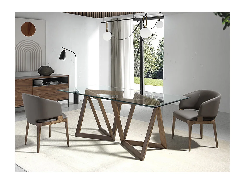 Esstisch Rechteckig gehärtetes Glas aus walnussfarbenes Holz 1102 ANGEL CERDA