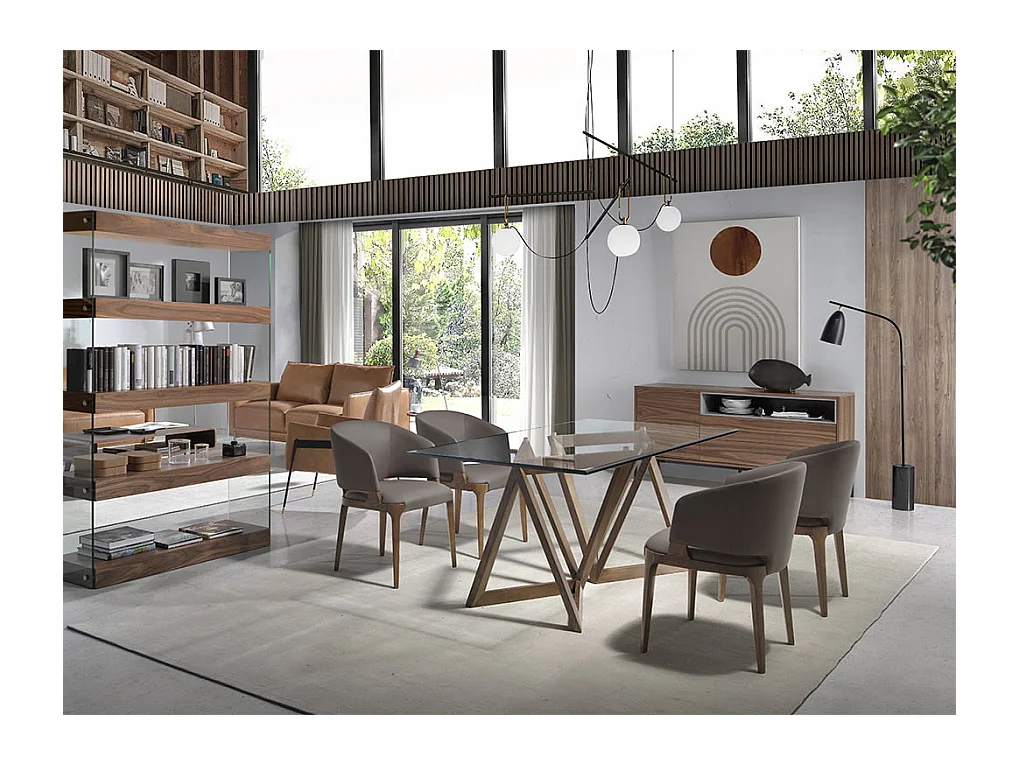 Esstisch Rechteckig gehärtetes Glas aus walnussfarbenes Holz 1102 ANGEL CERDA