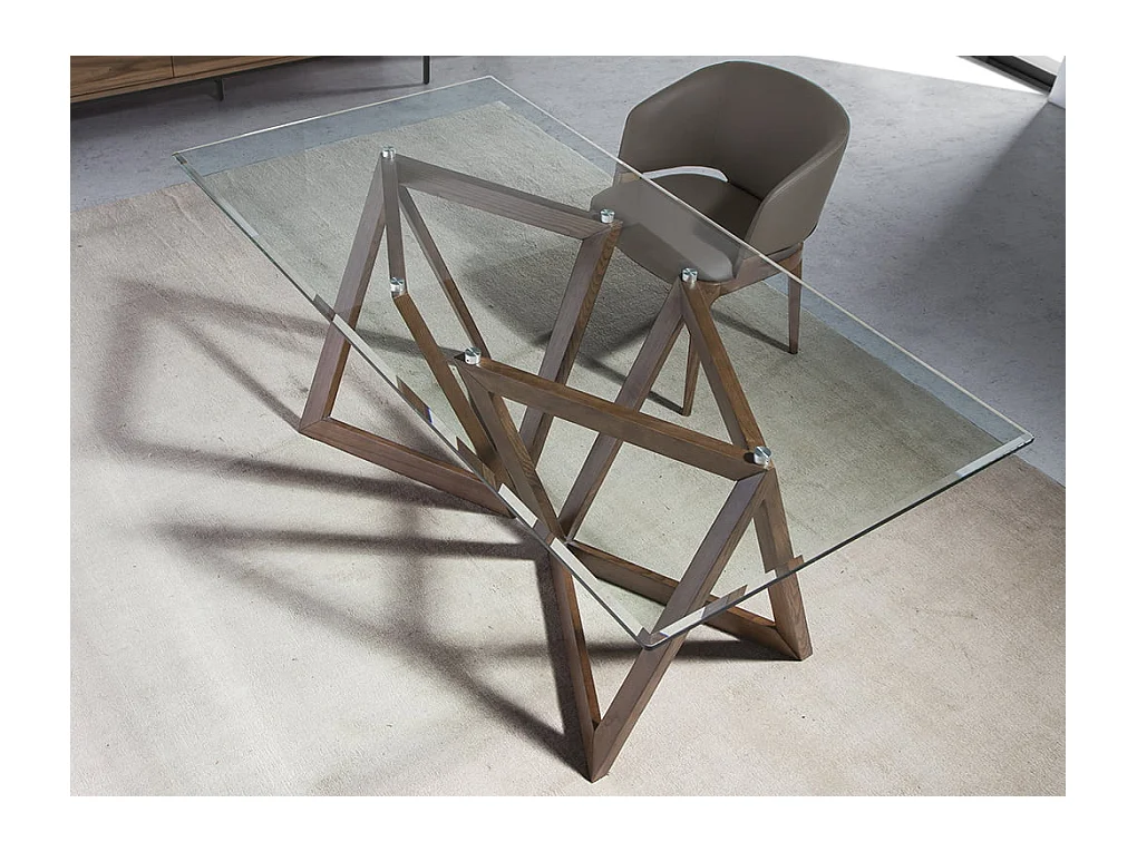 Esstisch Rechteckig gehärtetes Glas aus walnussfarbenes Holz 1102 ANGEL CERDA