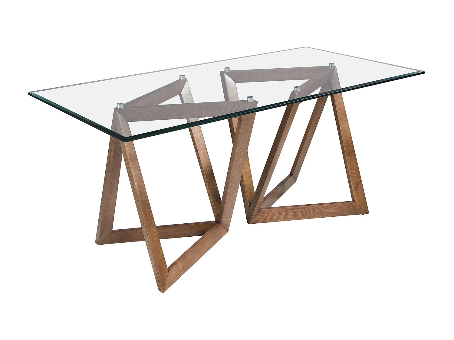 Table à manger rectangulaire verre trempé et noyer 1102 ANGEL CERDA