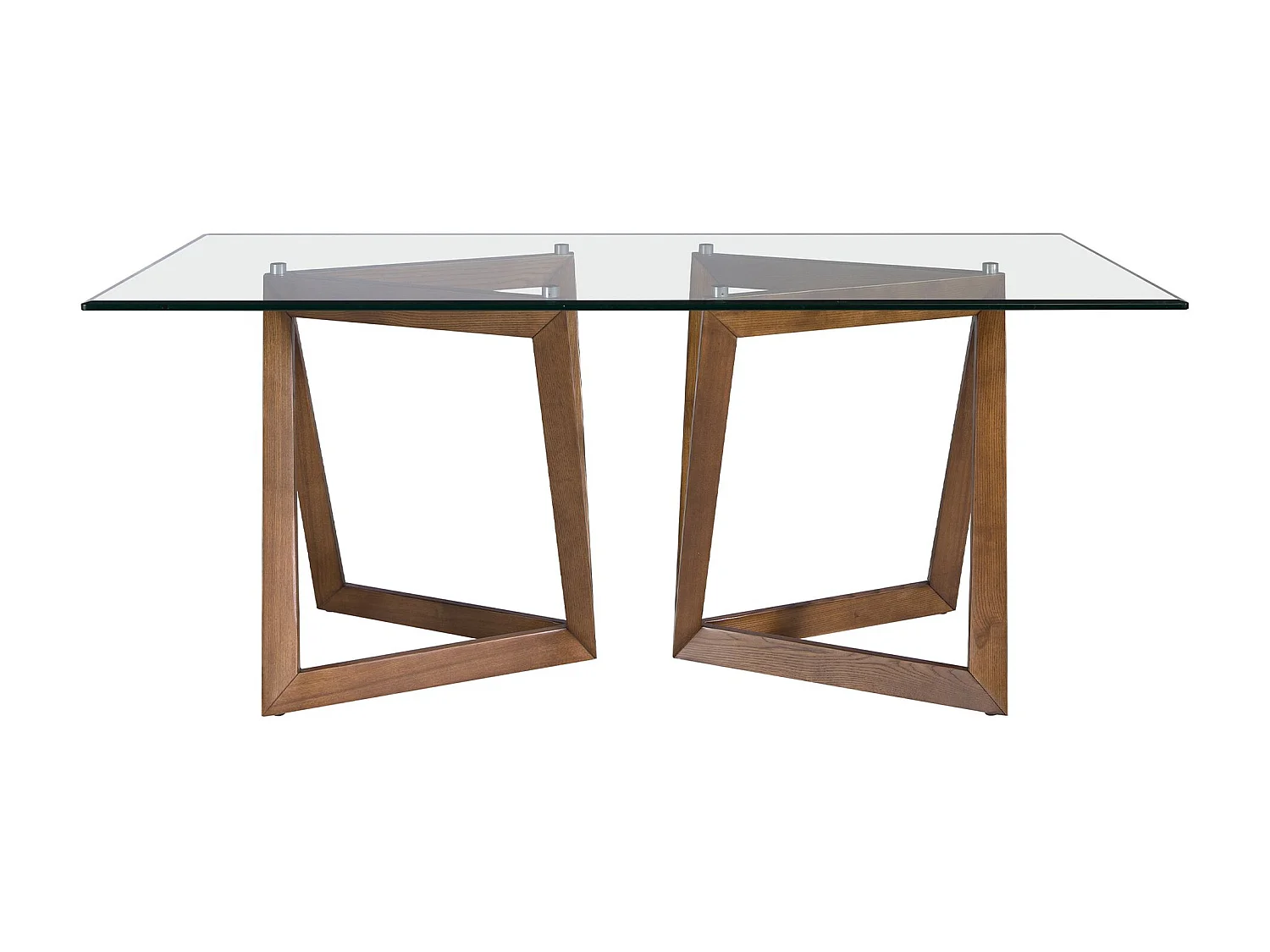 Table à manger rectangulaire verre trempé et noyer 1102 ANGEL CERDA