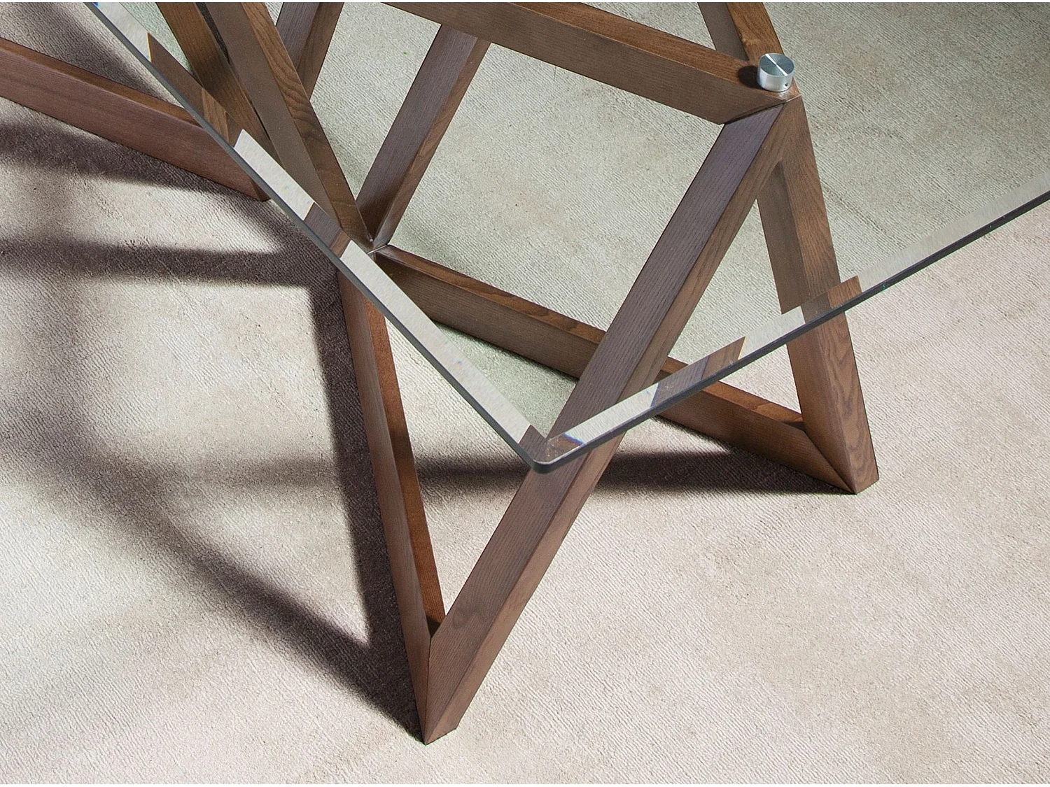 Table à manger rectangulaire verre trempé et noyer 1102 ANGEL CERDA