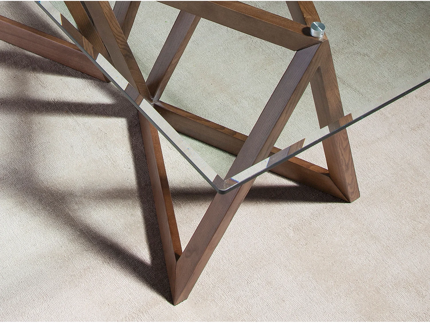 Tabela de jantar retangular vidro temperado e nogueira 1102 ANGEL CERDA