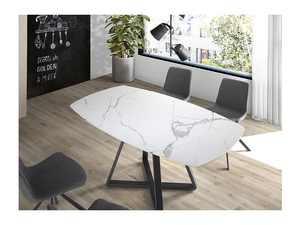 Witte marmeren uitschuifbare eettafel 1096 ANGEL CERDA