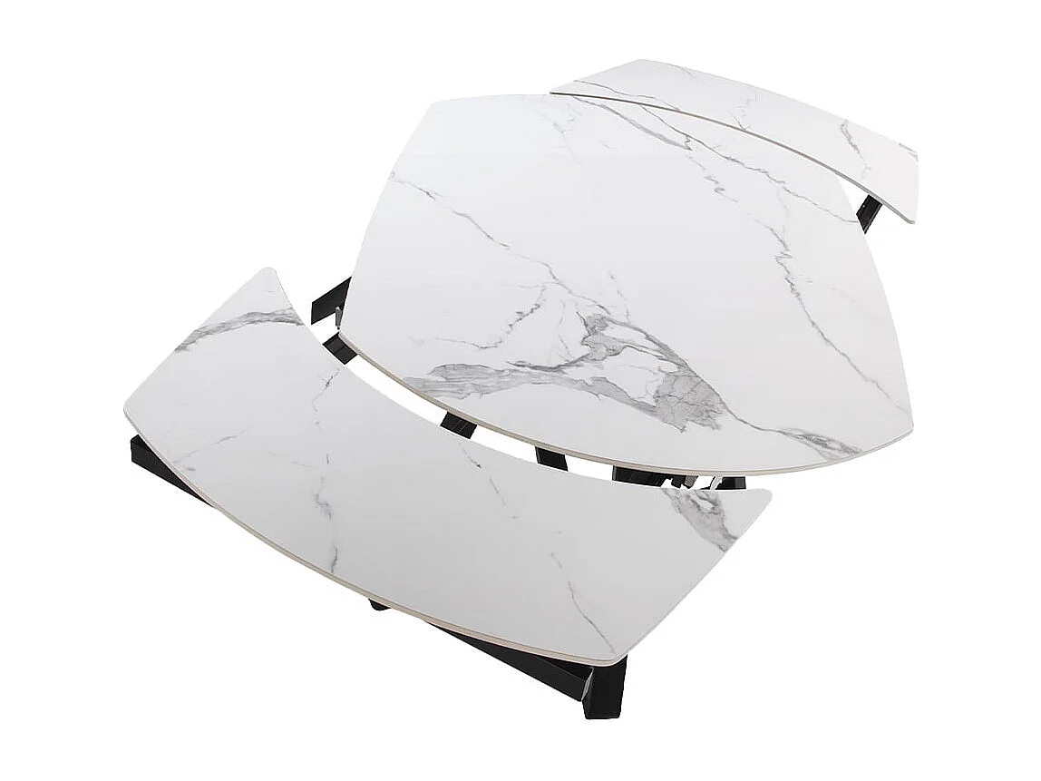 Rozkładany stół do jadalni owalna lufa marmur porcelanowy i stal czarna 1096 ANGEL CERDA