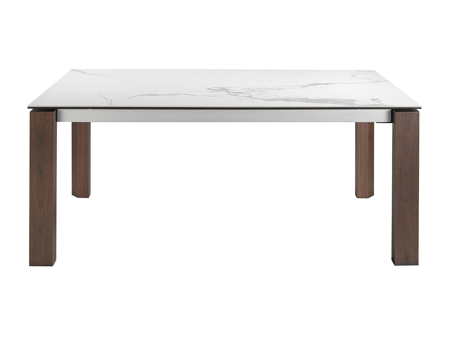 Table à manger à rallonge rectangulaire marbre porcelaine et noyer 1095 ANGEL CERDA