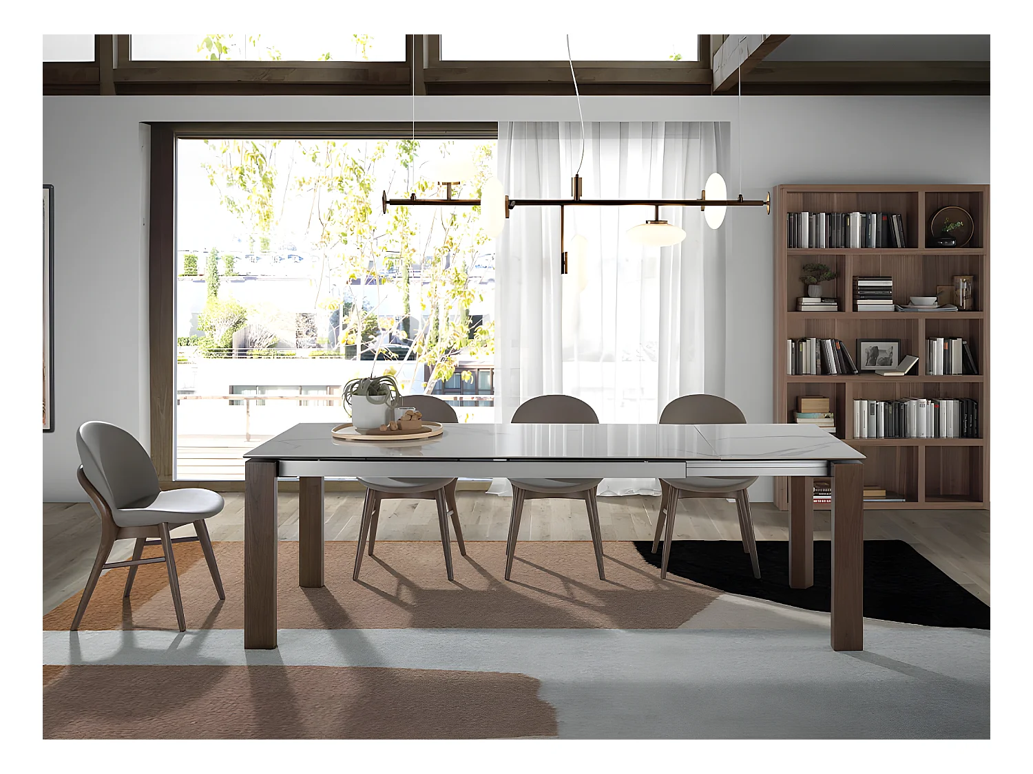 Mesa comedor extensible mármol blanco  1095 ANGEL CERDA