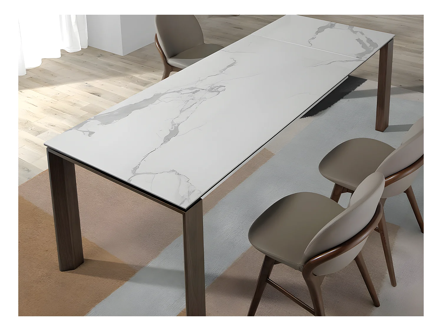 Mesa comedor extensible mármol blanco  1095 ANGEL CERDA