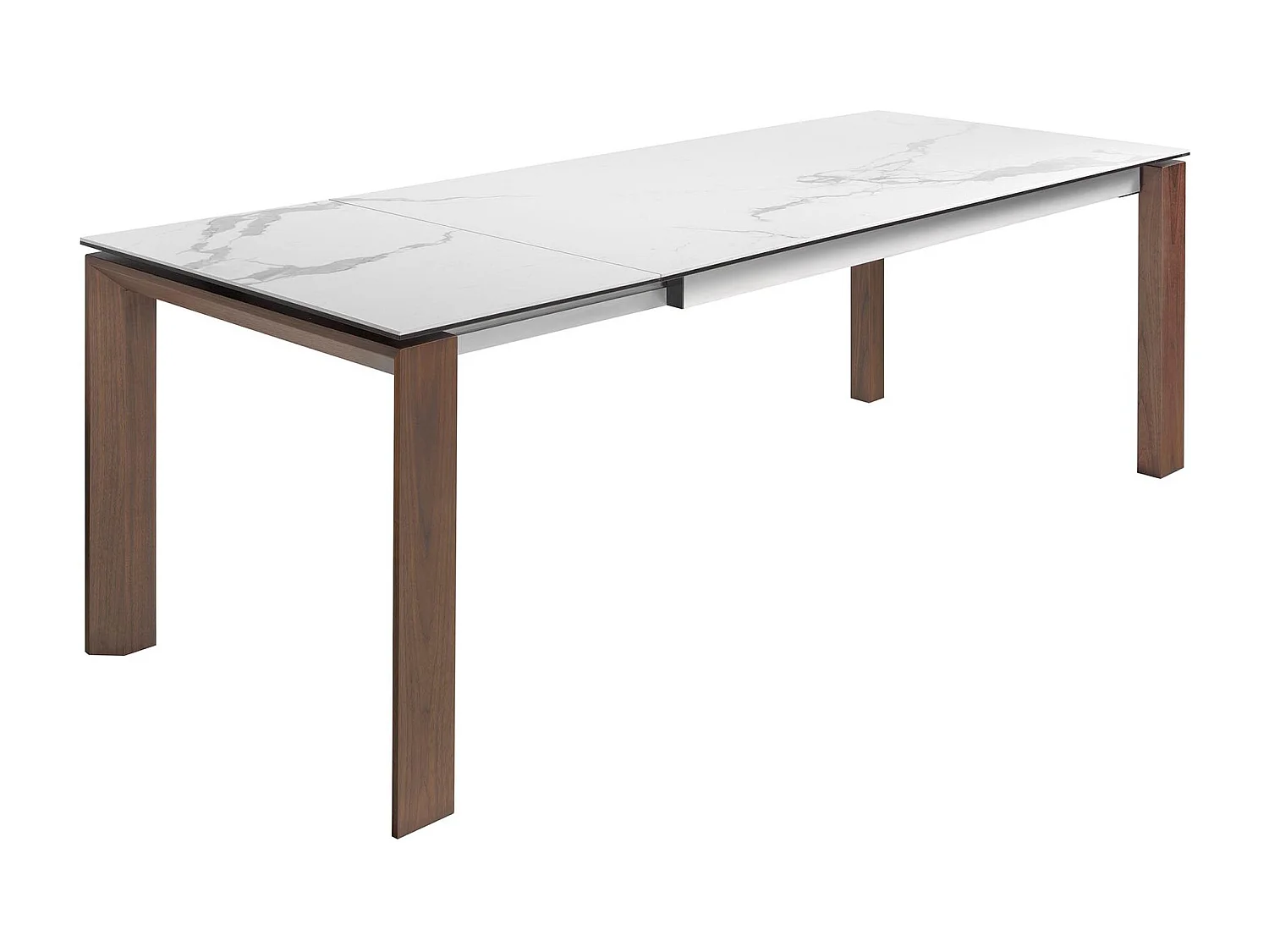 Uitschuifbare eettafel rechthoekig porselein marmer en walnoot fineer 1095 ANGEL CERDA