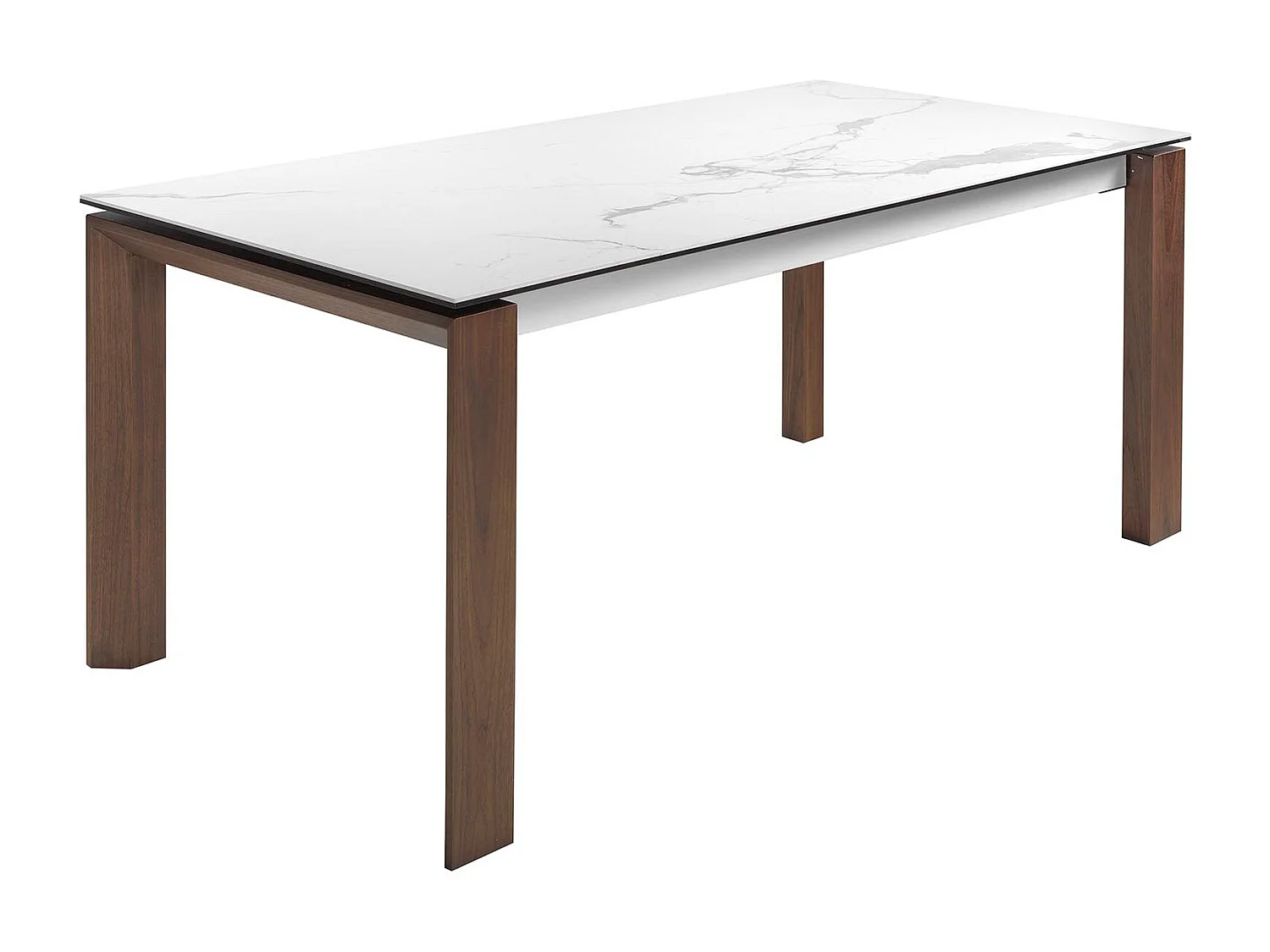 Uitschuifbare eettafel rechthoekig porselein marmer en walnoot fineer 1095 ANGEL CERDA