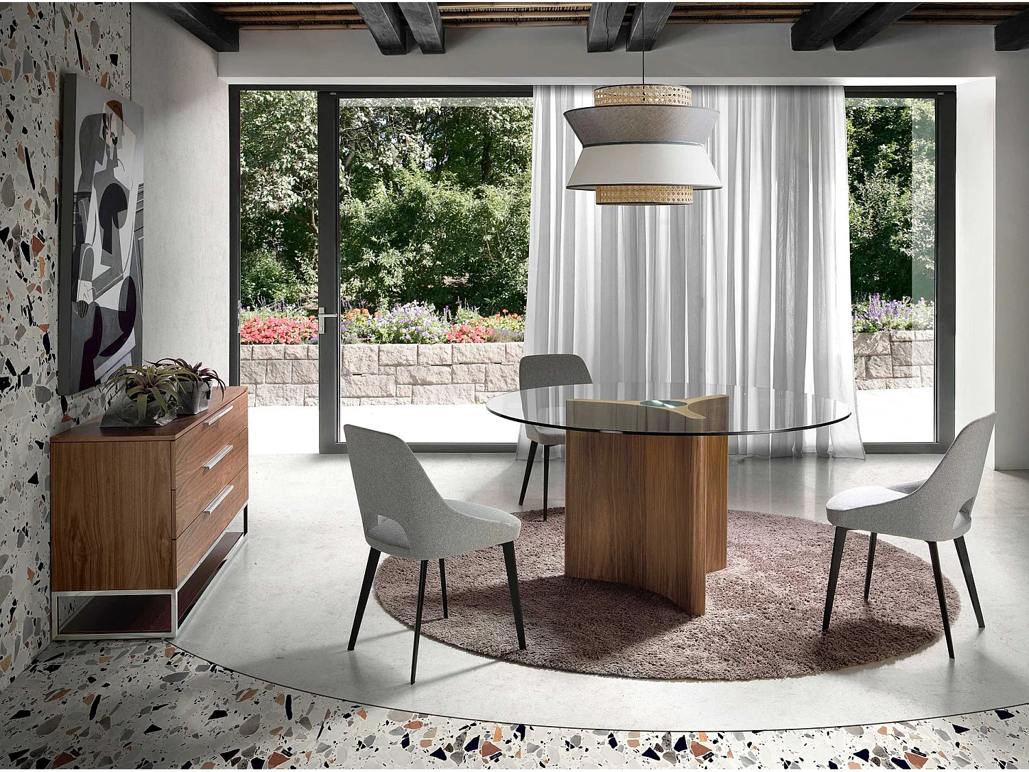 Chaise en tissu gris 4101 ANGEL CERDA