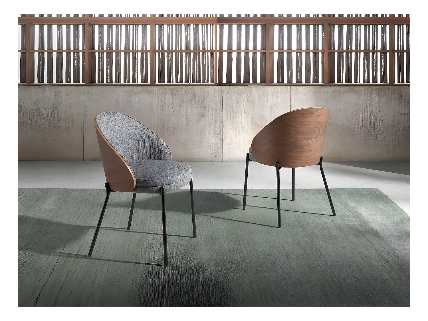 Cadeira de jantar em tecido e madeira de nogueira 4115