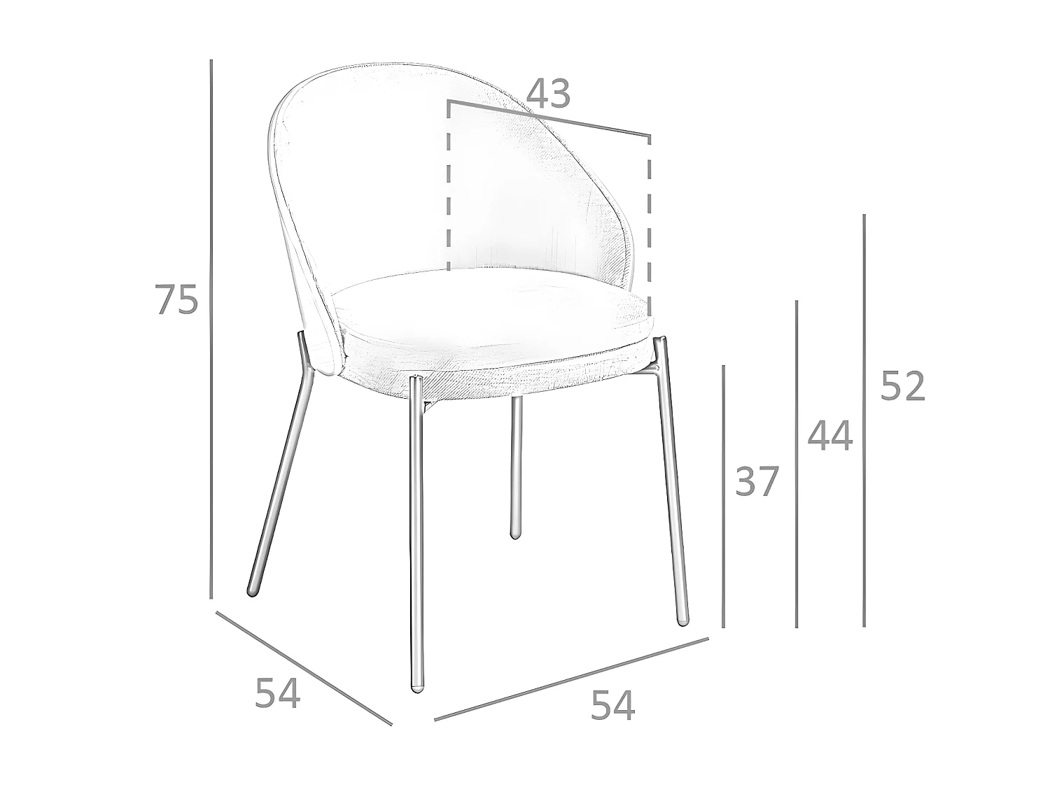 Cadeira de jantar em tecido e madeira de nogueira 4115