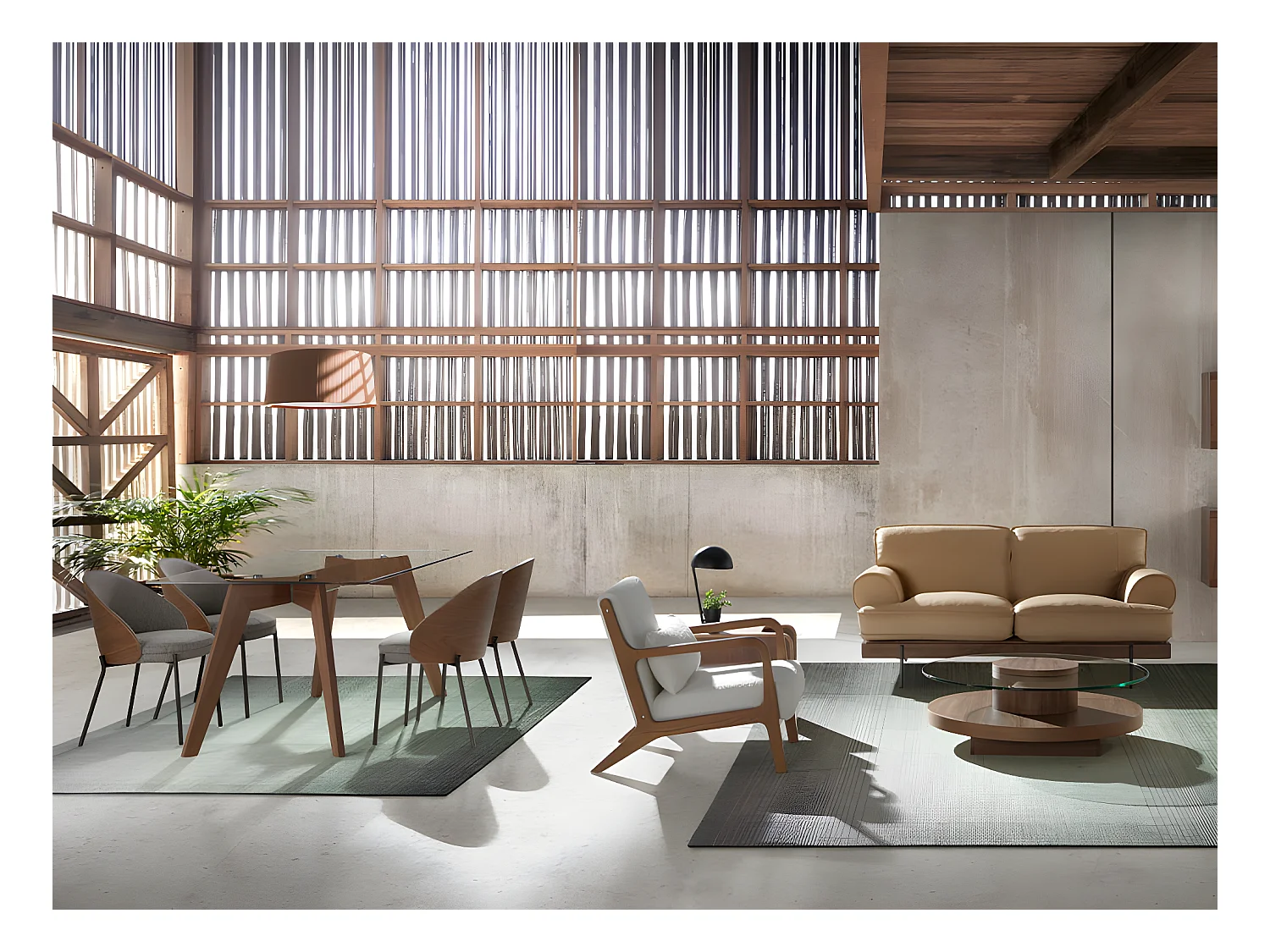 Cadeira de jantar em tecido e madeira de nogueira 4115