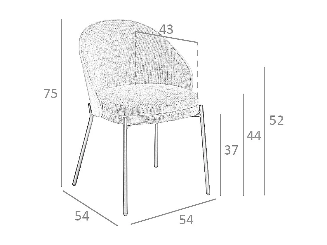 Cadeira em tecido cinzento e nogueira 4115 ANGEL CERDA