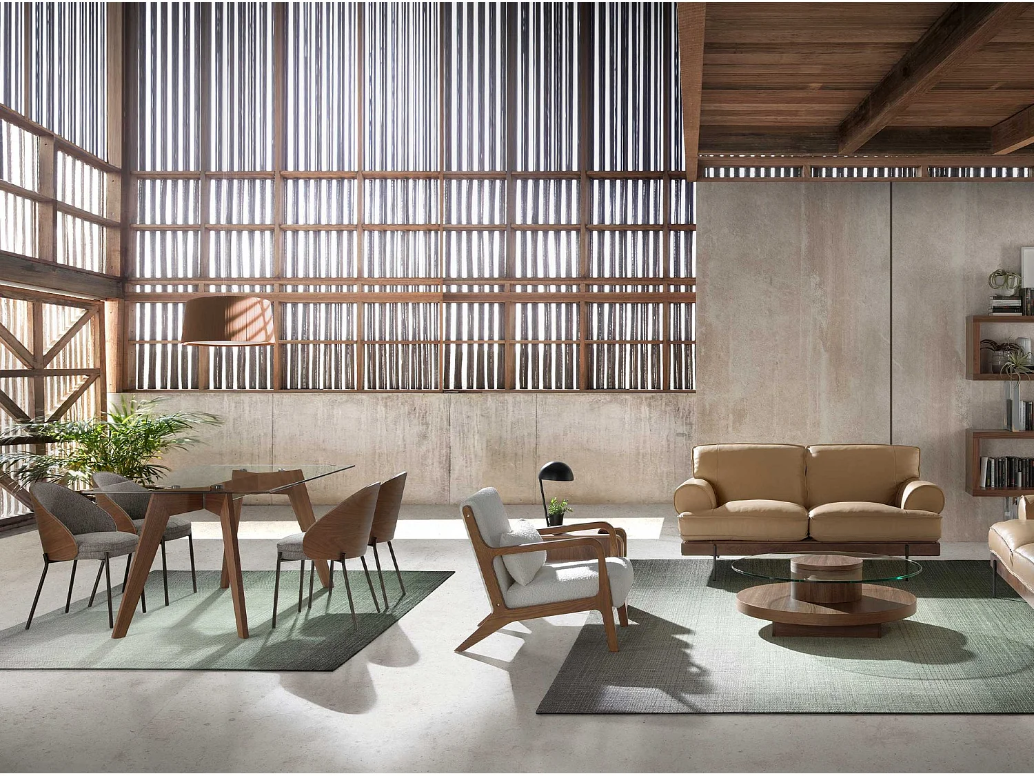 Chaise en tissu gris et noyer 4115 ANGEL CERDA