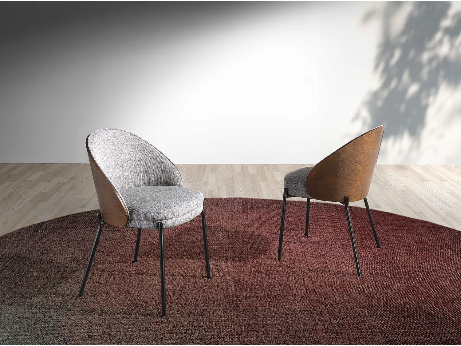 Chaise en tissu gris et noyer 4115 ANGEL CERDA