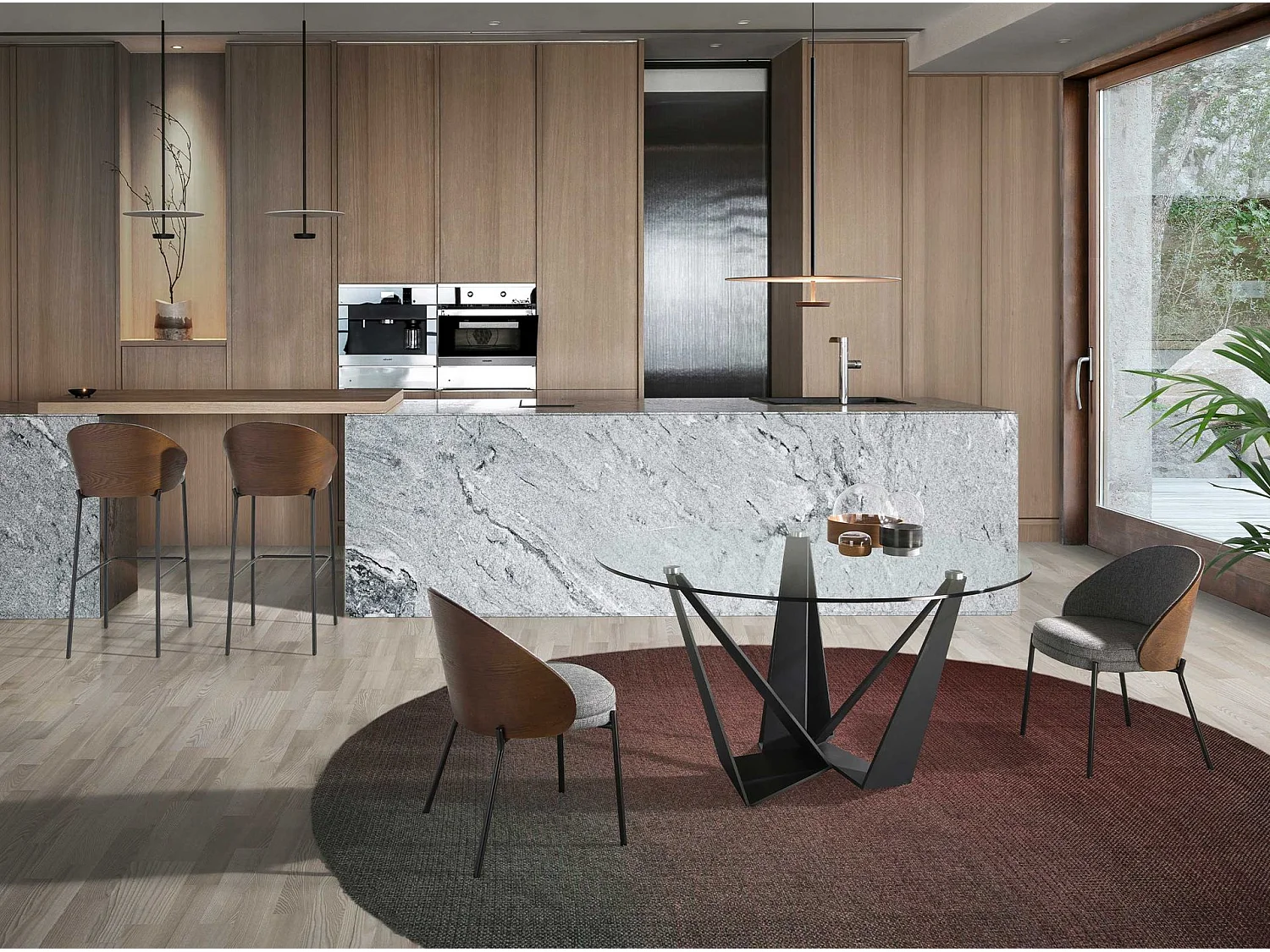 Chaise en tissu gris et noyer 4115 ANGEL CERDA