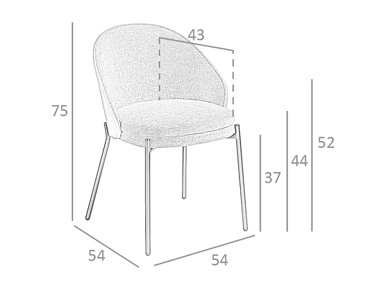 Chaise en tissu gris et noyer 4115 ANGEL CERDA