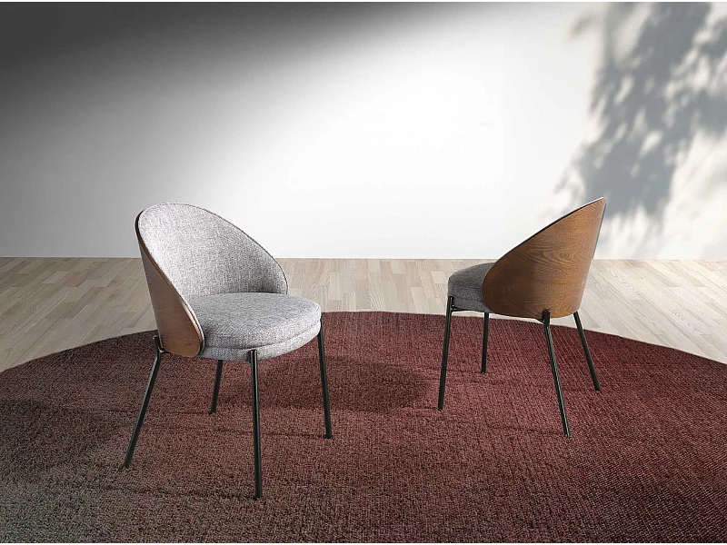 Stoel van grijze stof en walnoot 4115 ANGEL CERDA