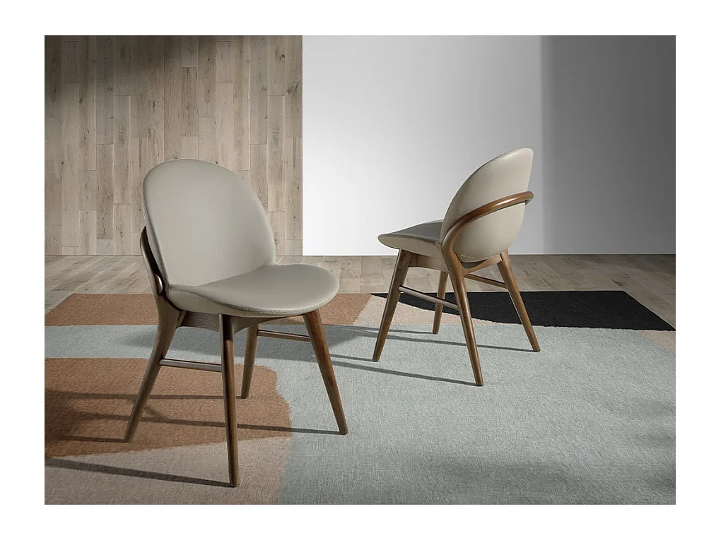 Chaise en simili cuir avec pieds en bois 4107 ANGEL CERDA