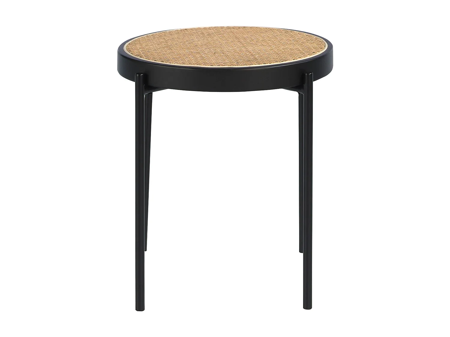 Table d'angle ronde en rotin, bois noir et acier noir 2109 ANGEL CERDA