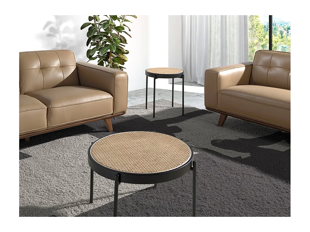 Table d'angle ronde en rotin et acier 2109 ANGEL CERDA