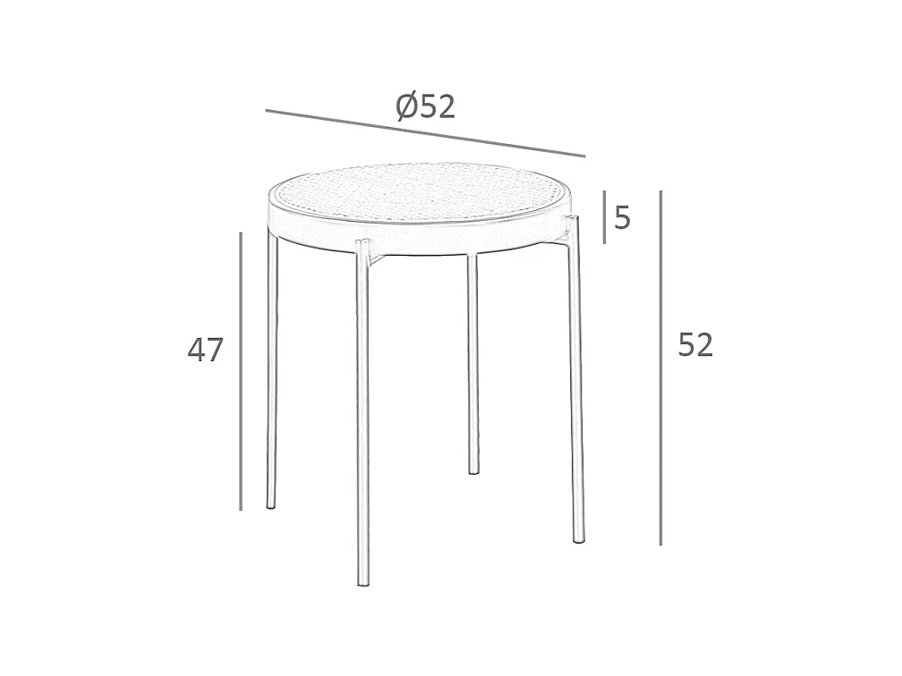 Table d'angle ronde en rotin et acier 2109 ANGEL CERDA